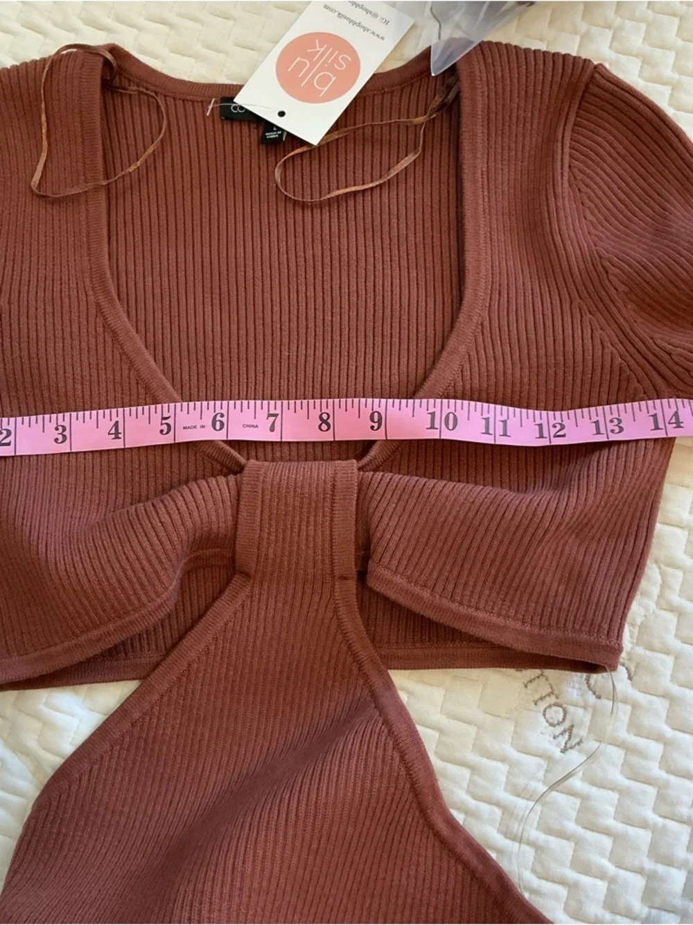 NWT Cotton Cotton LA Brown Cutout Long Sleeve Bodycon Sweater Dress Size L - Picture 7 of 7